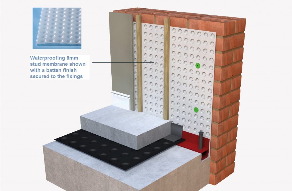 Basement Tanking Cavity Membrane Waterproofing System 80m²